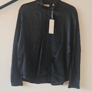 Vince Classic Black High-Neck Blouse